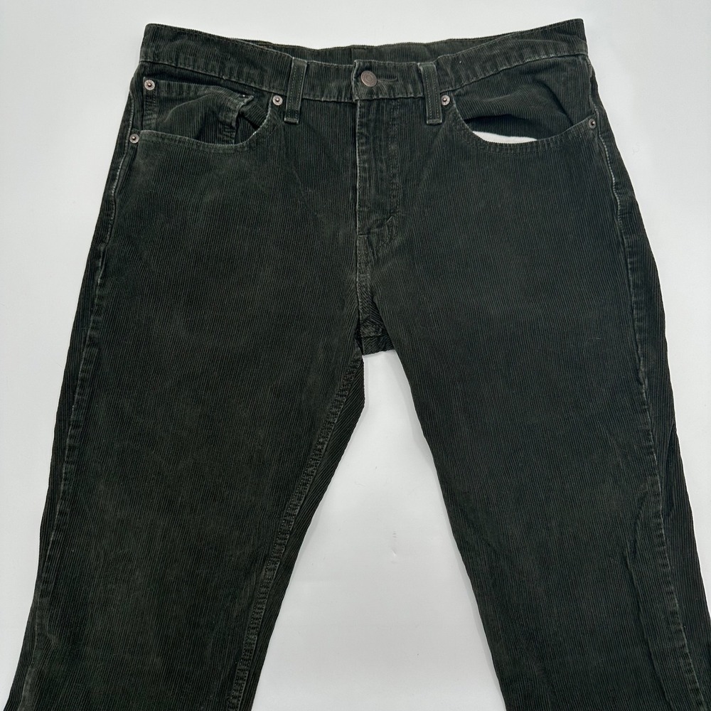 Levis 511 Slim Fit Corduroy Pants Mens 34x29 Dark Green Forest Olive Cords